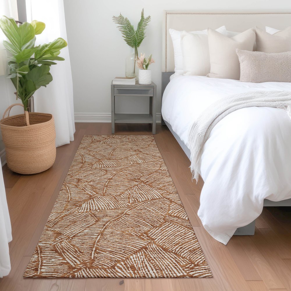 Premium Machine Washable Mayfield AMF913 Paprika 2'3" x 7'6" Runner Rug. Picture 5