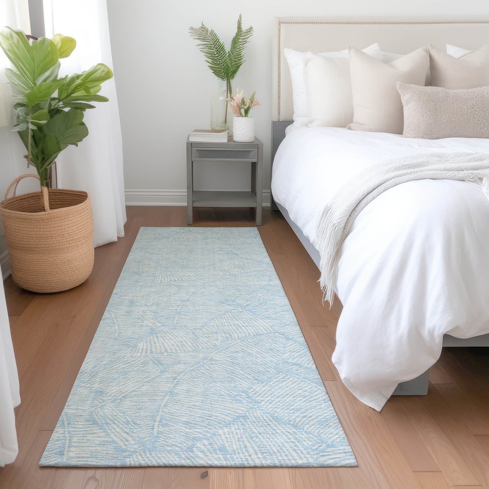 Premium Machine Washable Mayfield AMF913 Sky 2'3" x 7'6" Runner Rug. Picture 5