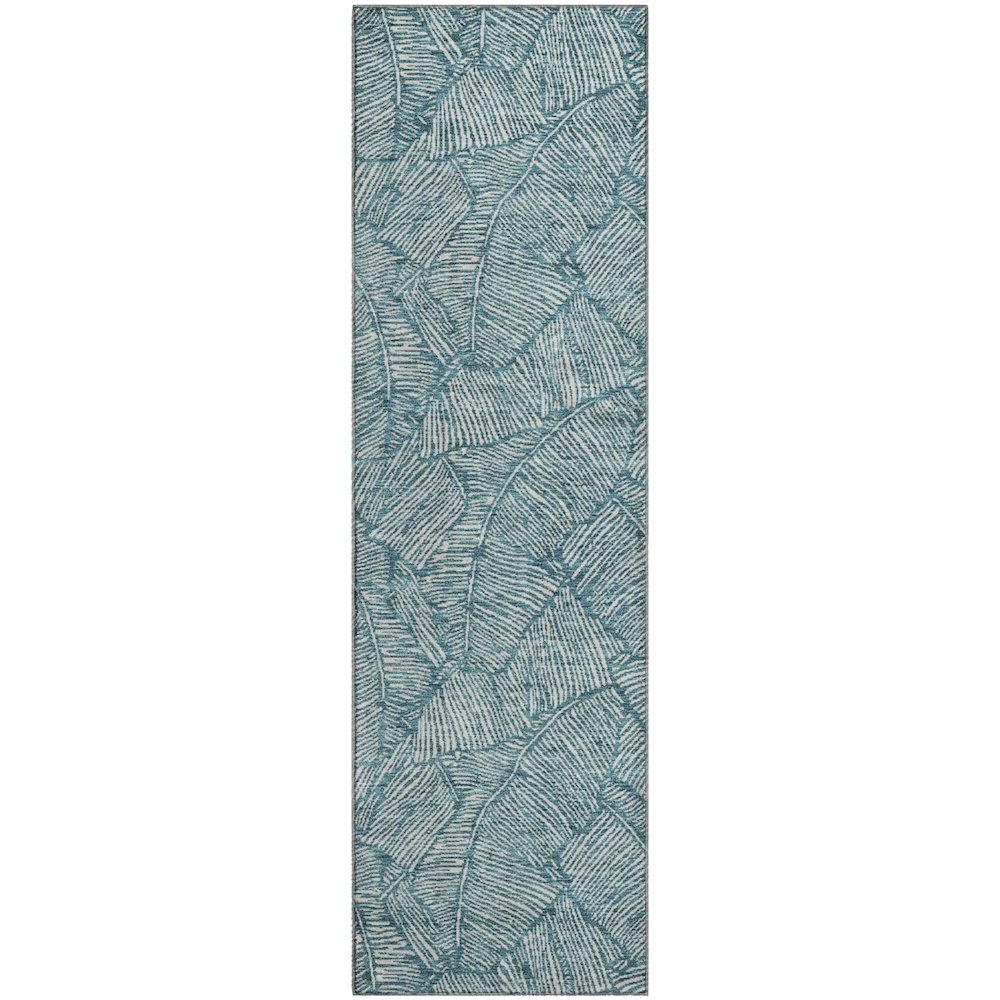 Premium Machine Washable Mayfield AMF913 Teal 2'3" x 7'6" Runner Rug. Picture 1