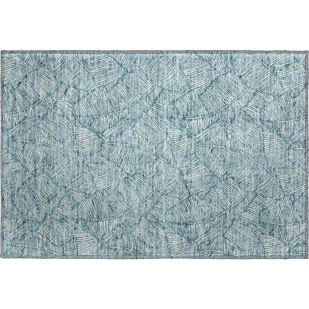Premium Machine Washable Mayfield AMF913 Teal 1'8" x 2'6" Rug. Picture 1