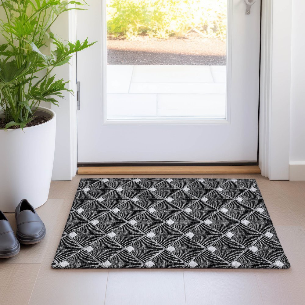 Premium Machine Washable Mayfield AMF914 Black 1'8" x 2'6" Rug. Picture 5