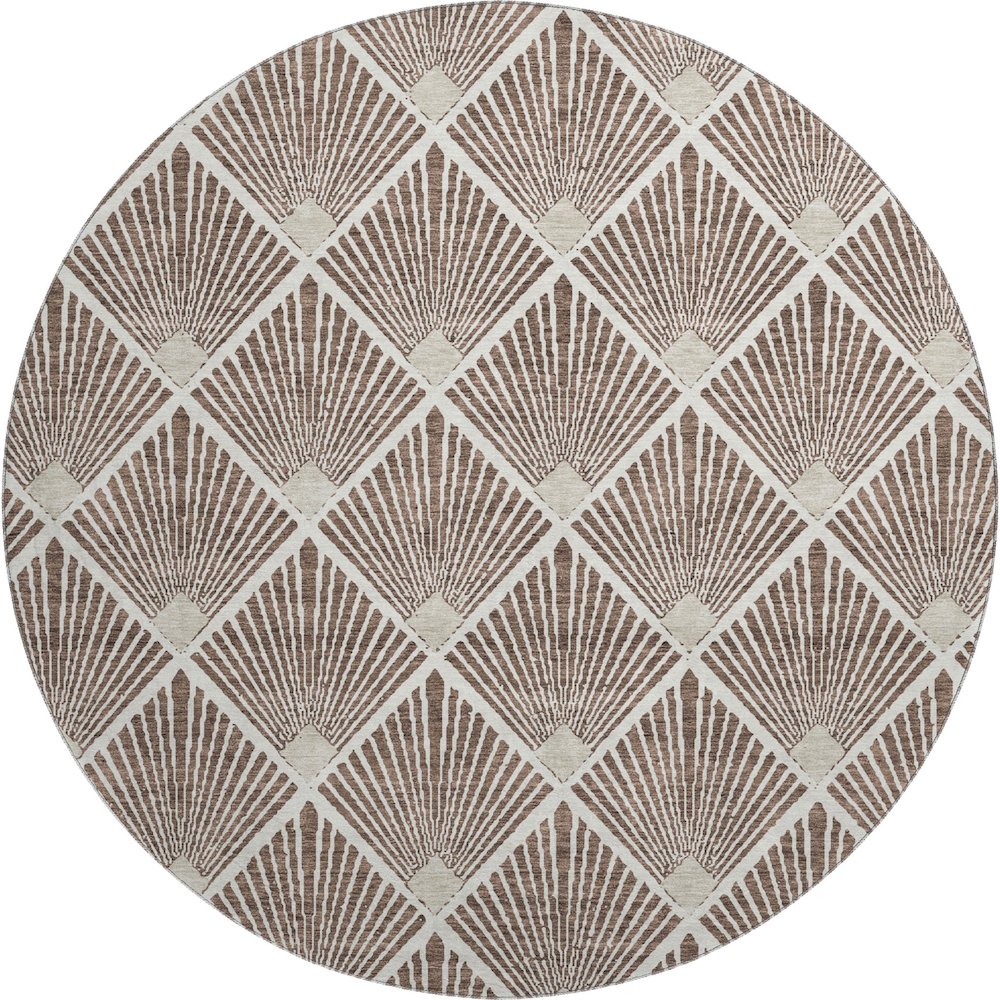 Premium Machine Washable Mayfield AMF914 Brown 8' x 8' Round Rug. Picture 1
