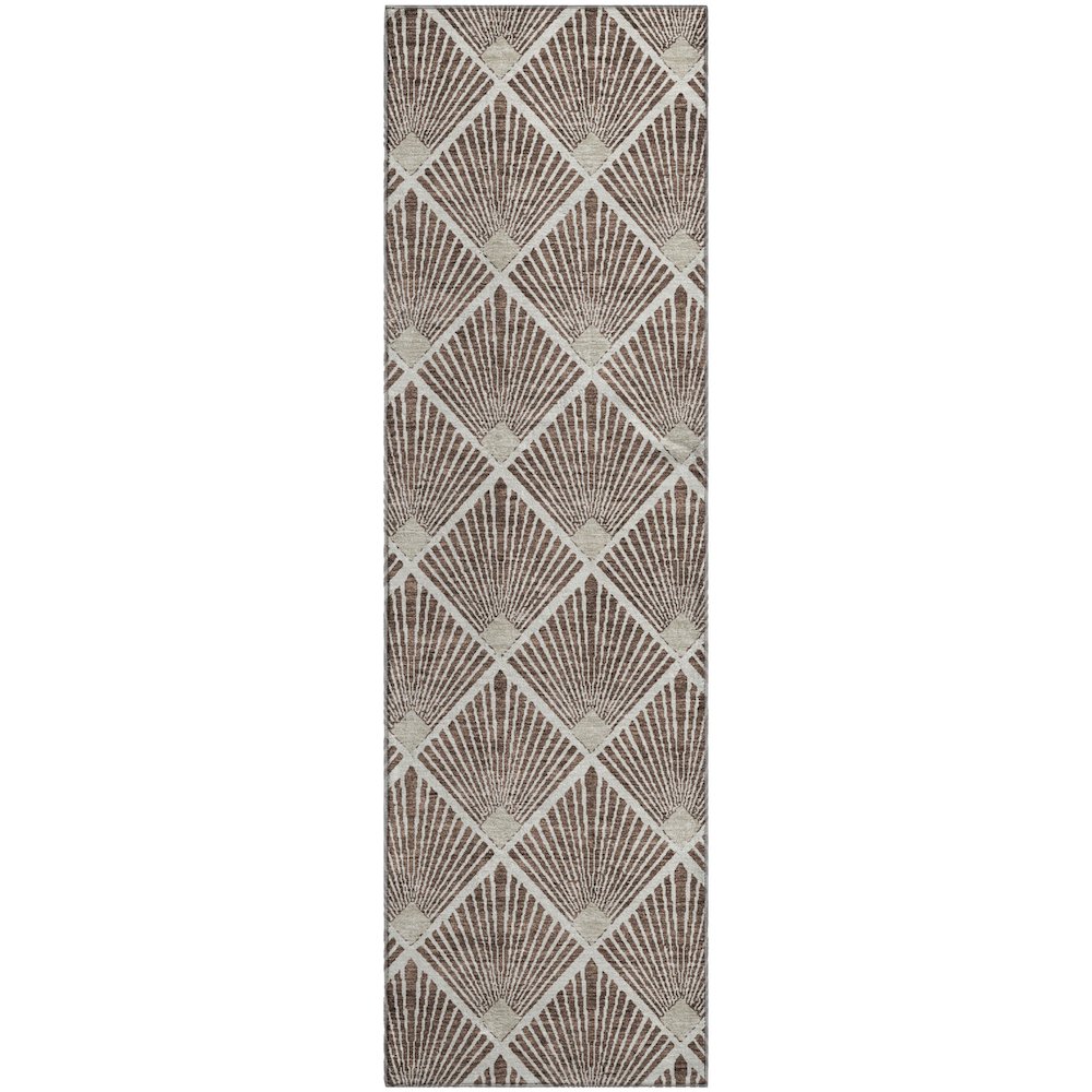 Premium Machine Washable Mayfield AMF914 Brown 2'3" x 7'6" Runner Rug. Picture 1
