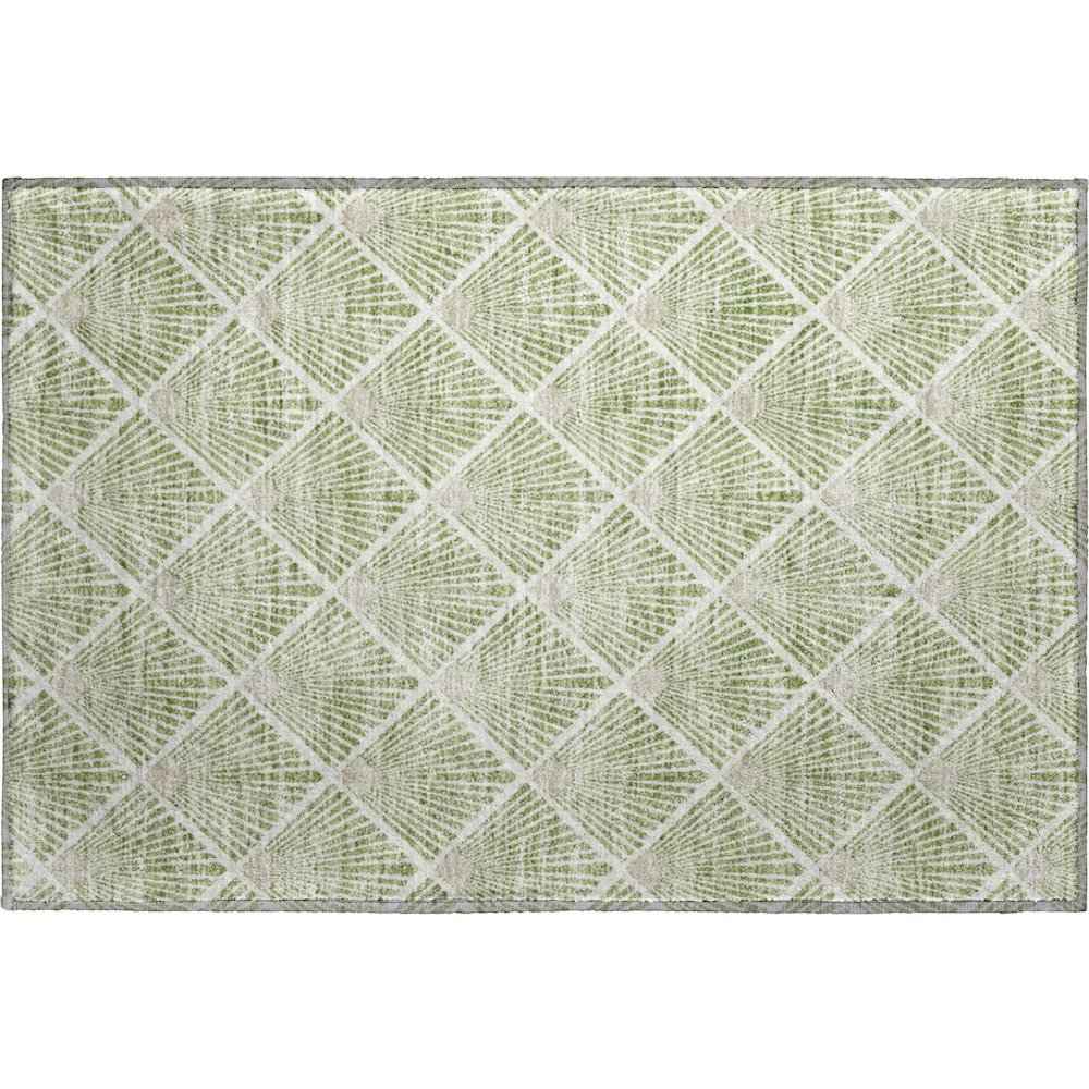 Premium Machine Washable Mayfield AMF914 Green 1'8" x 2'6" Rug. Picture 1
