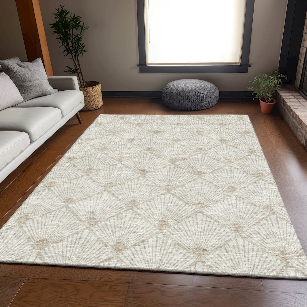 Premium Machine Washable Mayfield AMF914 Ivory 2'6" x 3'10" Rug. Picture 6