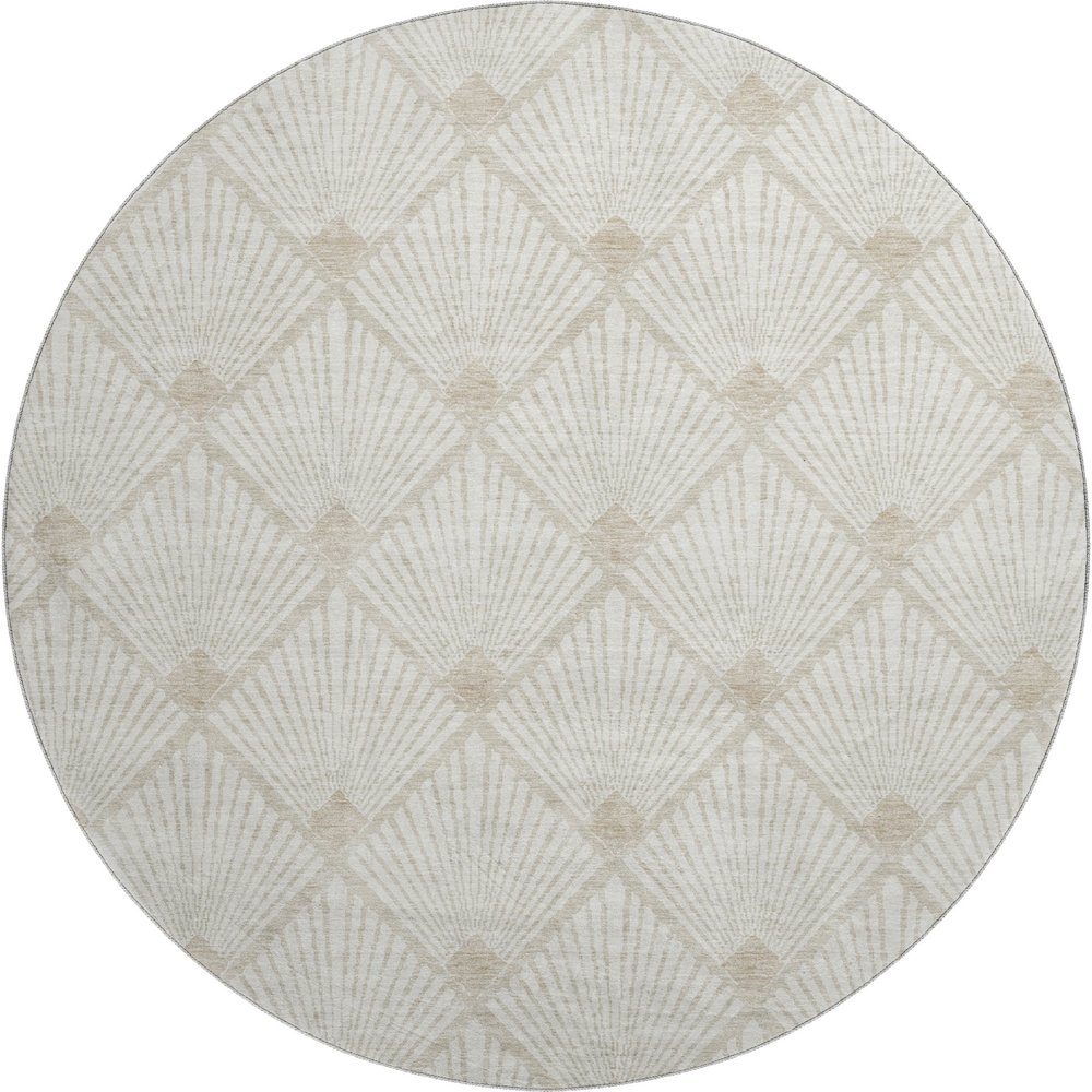 Premium Machine Washable Mayfield AMF914 Ivory 8' x 8' Round Rug. Picture 1