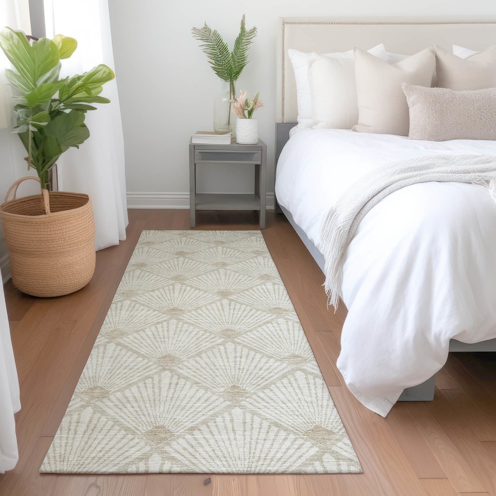 Premium Machine Washable Mayfield AMF914 Ivory 2'3" x 7'6" Runner Rug. Picture 5