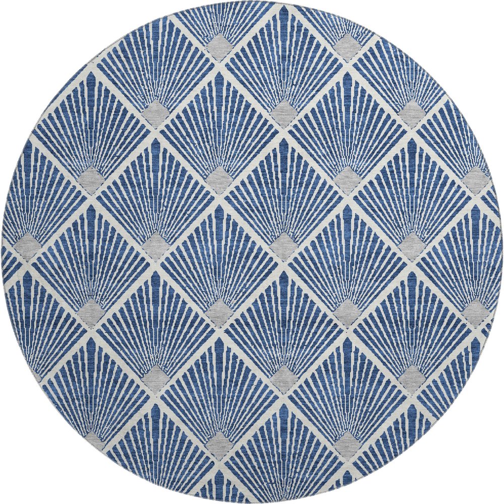 Premium Machine Washable Mayfield AMF914 Navy 8' x 8' Round Rug. Picture 1