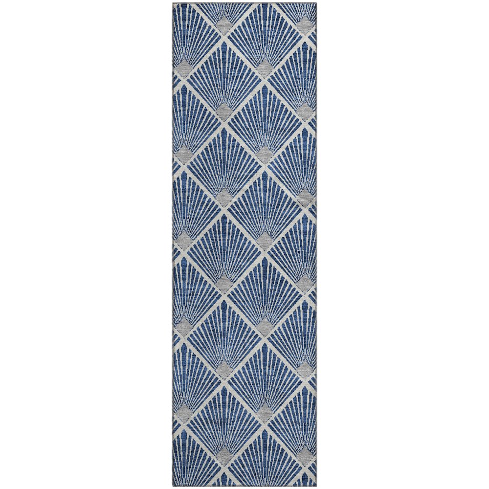 Premium Machine Washable Mayfield AMF914 Navy 2'3" x 7'6" Runner Rug. Picture 1