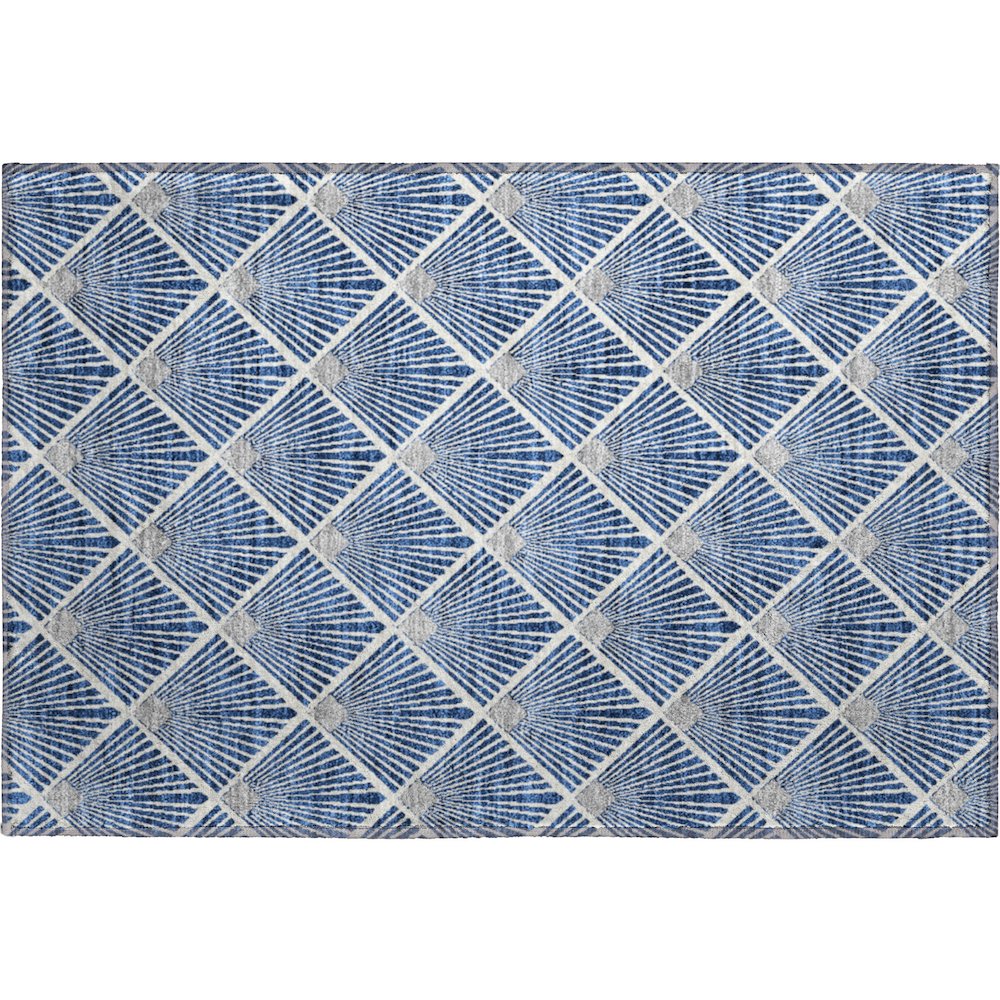 Premium Machine Washable Mayfield AMF914 Navy 1'8" x 2'6" Rug. Picture 1
