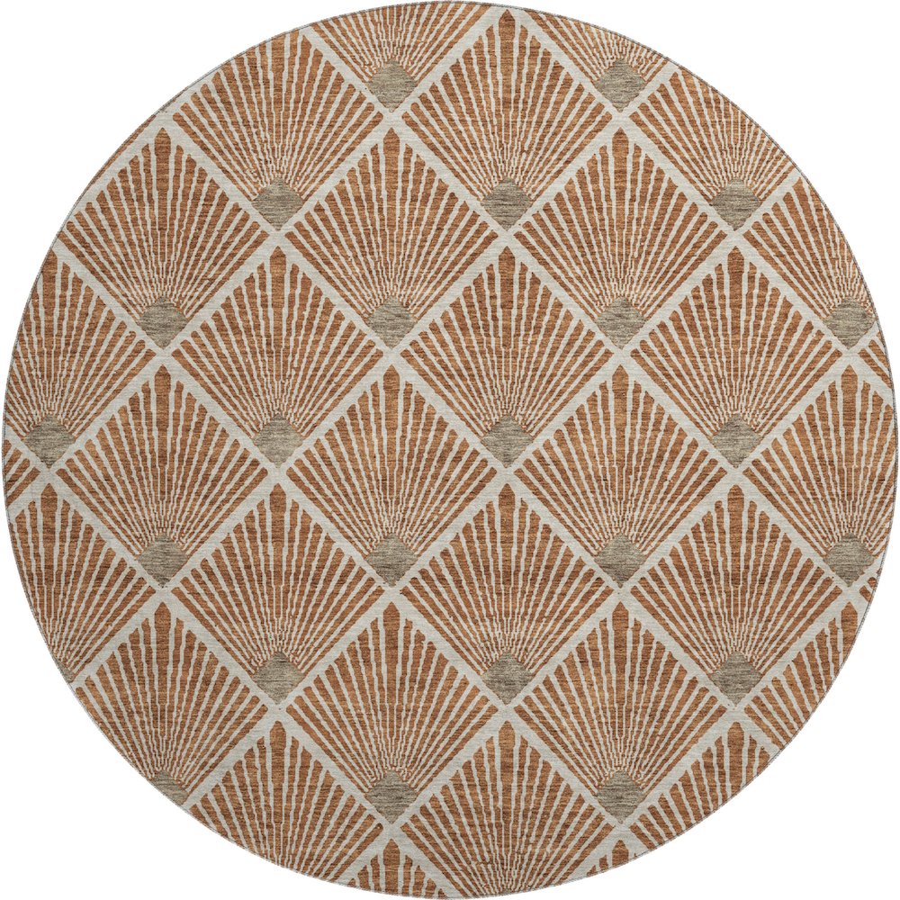 Premium Machine Washable Mayfield AMF914 Paprika 8' x 8' Round Rug. Picture 1