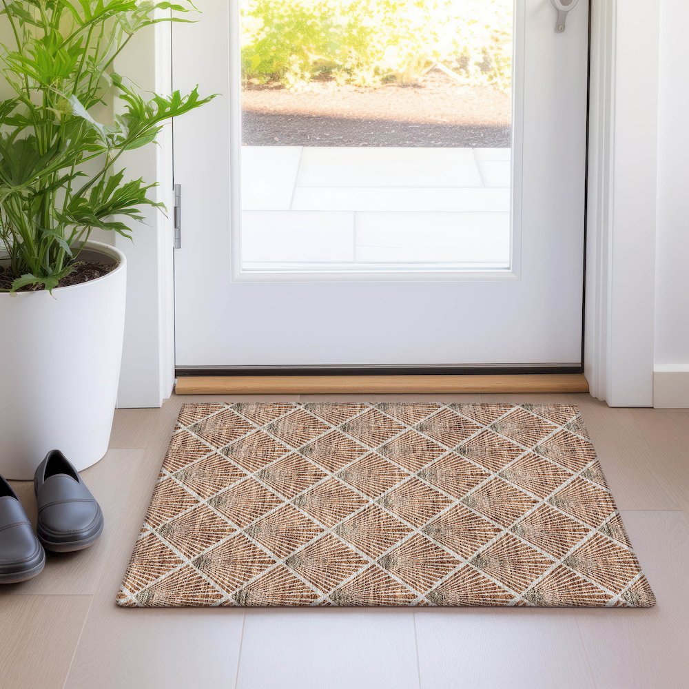 Premium Machine Washable Mayfield AMF914 Paprika 1'8" x 2'6" Rug. Picture 5