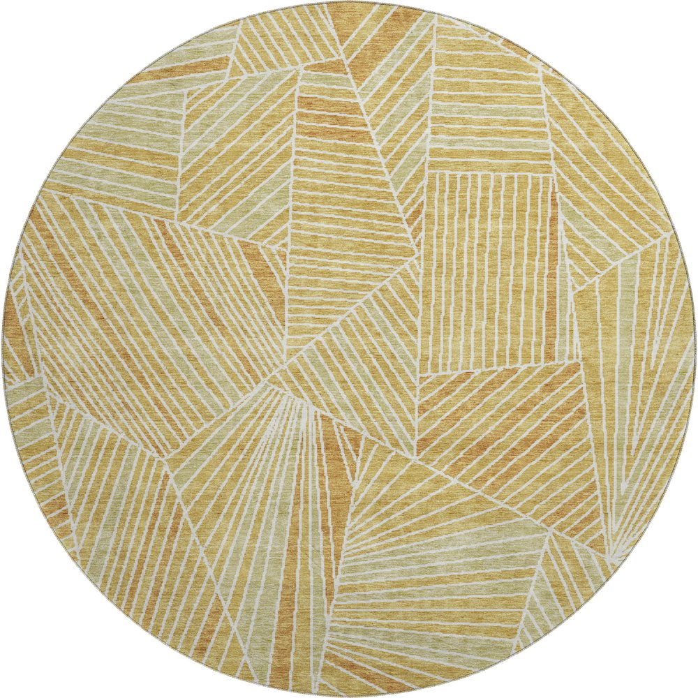 Premium Machine Washable Mayfield AMF915 Gold 8' x 8' Round Rug. Picture 1