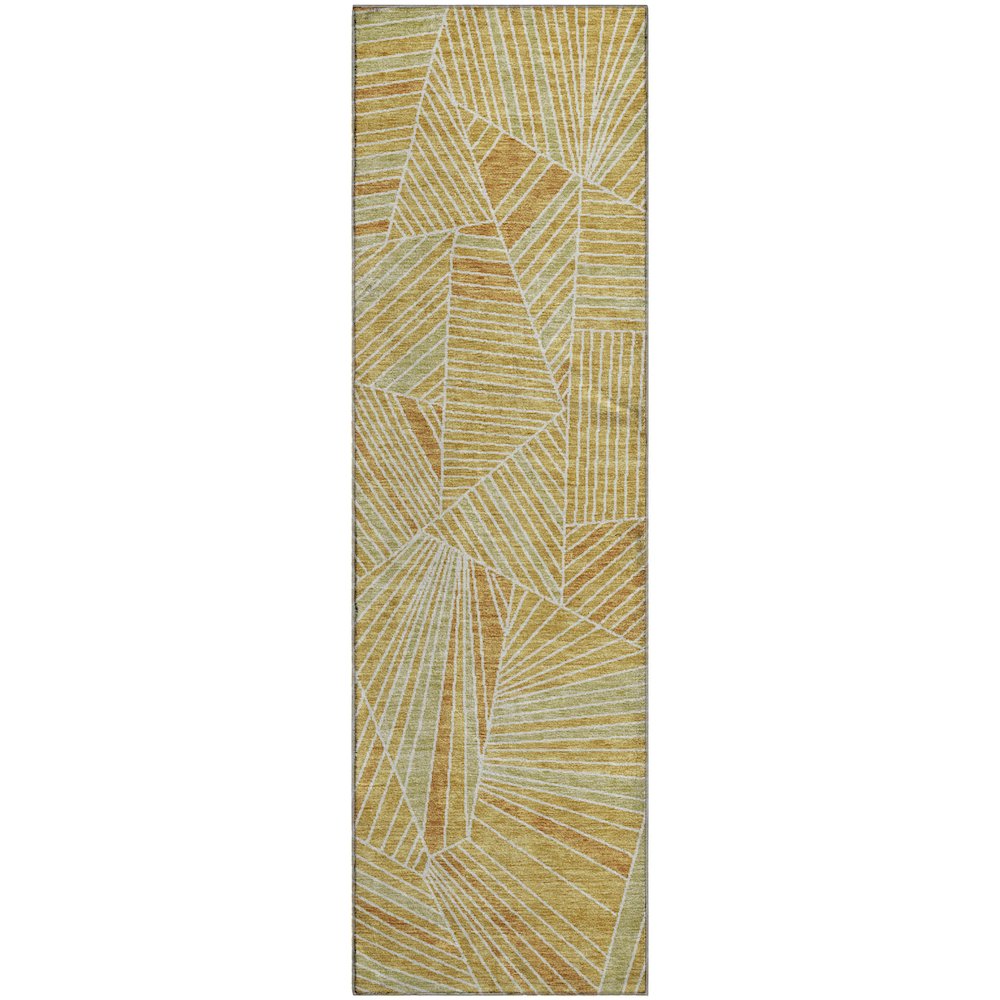 Premium Machine Washable Mayfield AMF915 Gold 2'3" x 7'6" Runner Rug. Picture 1