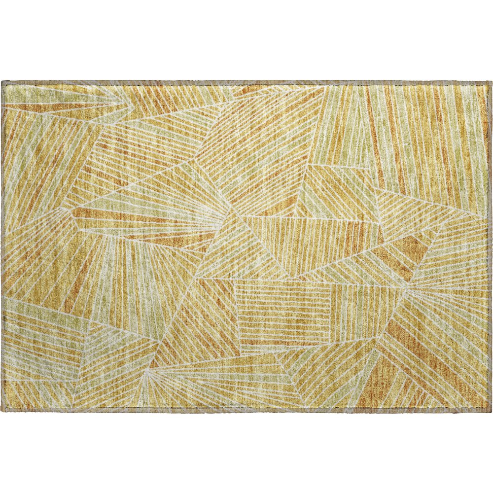 Premium Machine Washable Mayfield AMF915 Gold 1'8" x 2'6" Rug. Picture 1