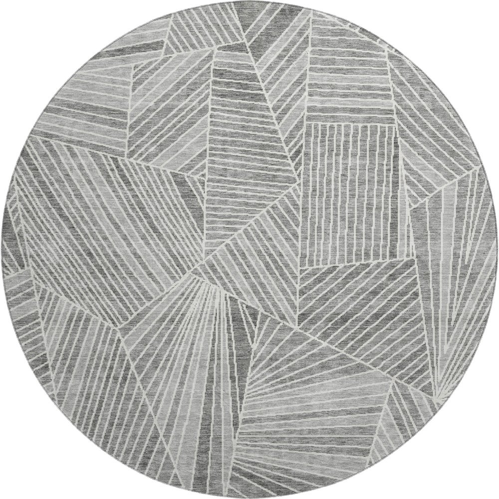 Premium Machine Washable Mayfield AMF915 Gray 8' x 8' Round Rug. Picture 1