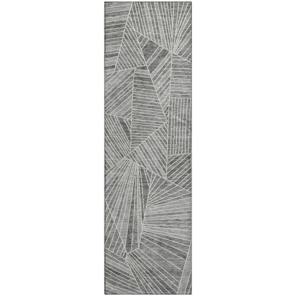 Premium Machine Washable Mayfield AMF915 Gray 2'3" x 7'6" Runner Rug. Picture 1