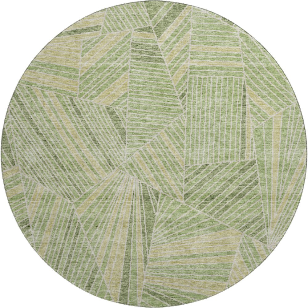 Premium Machine Washable Mayfield AMF915 Green 8' x 8' Round Rug. Picture 1