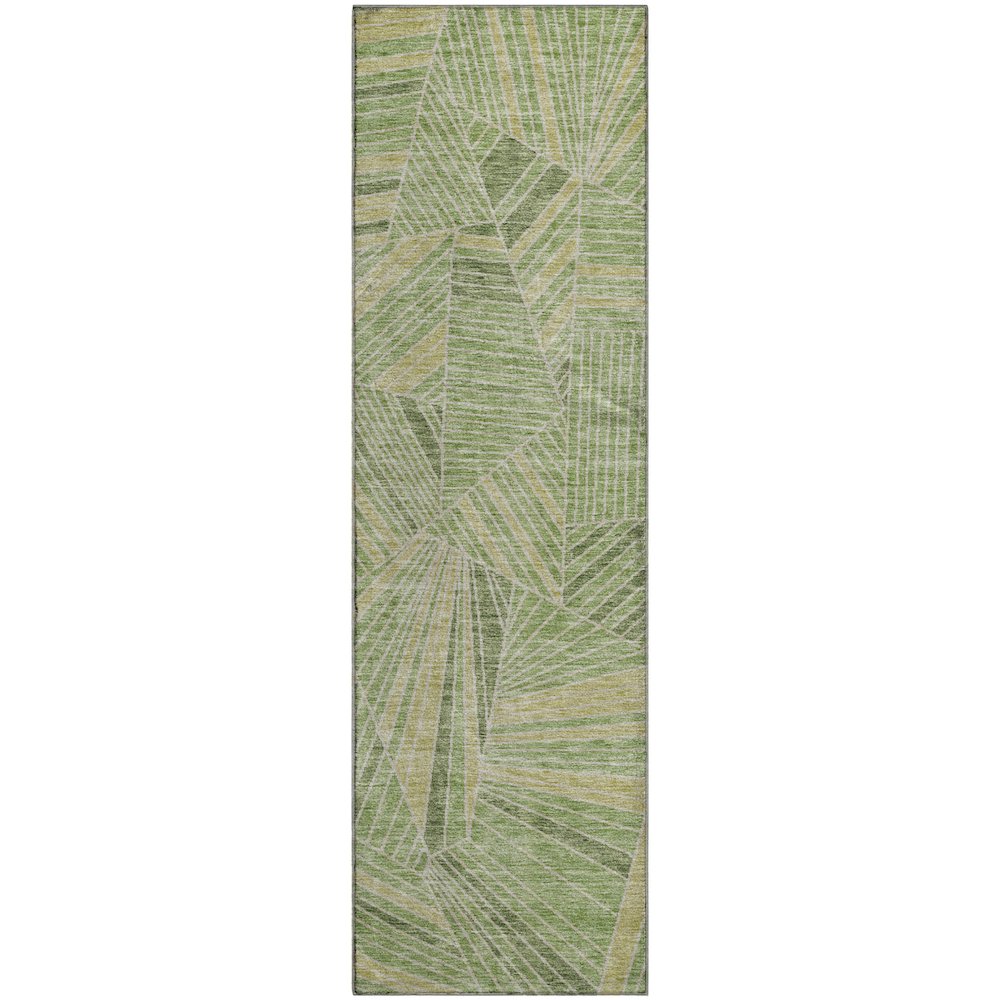 Premium Machine Washable Mayfield AMF915 Green 2'3" x 7'6" Runner Rug. Picture 1