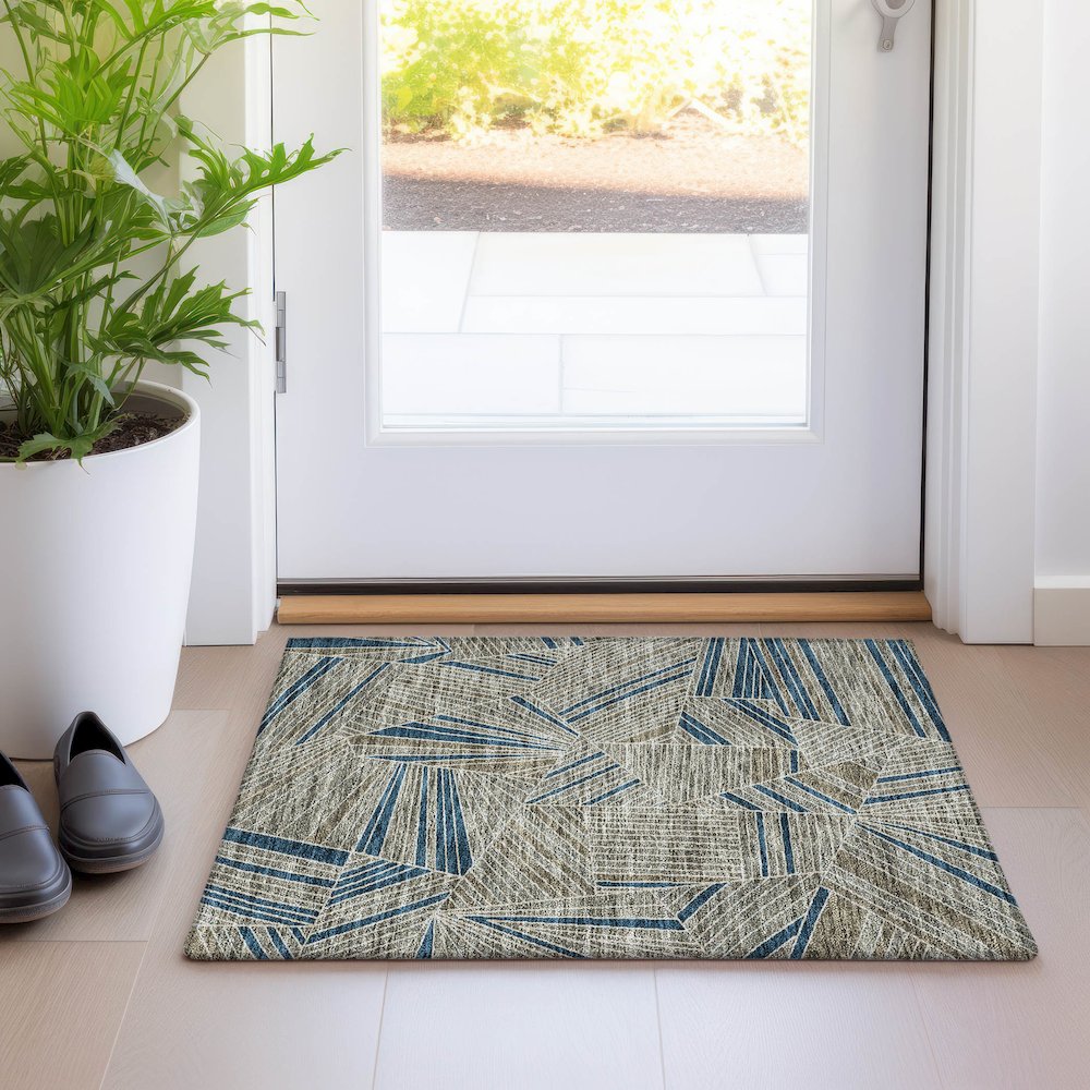 Premium Machine Washable Mayfield AMF915 Taupe 1'8" x 2'6" Rug. Picture 5