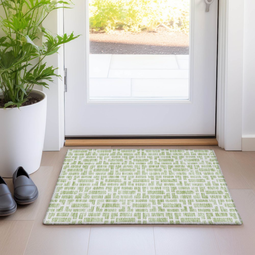 Premium Machine Washable Mayfield AMF916 Aloe 1'8" x 2'6" Rug. Picture 5