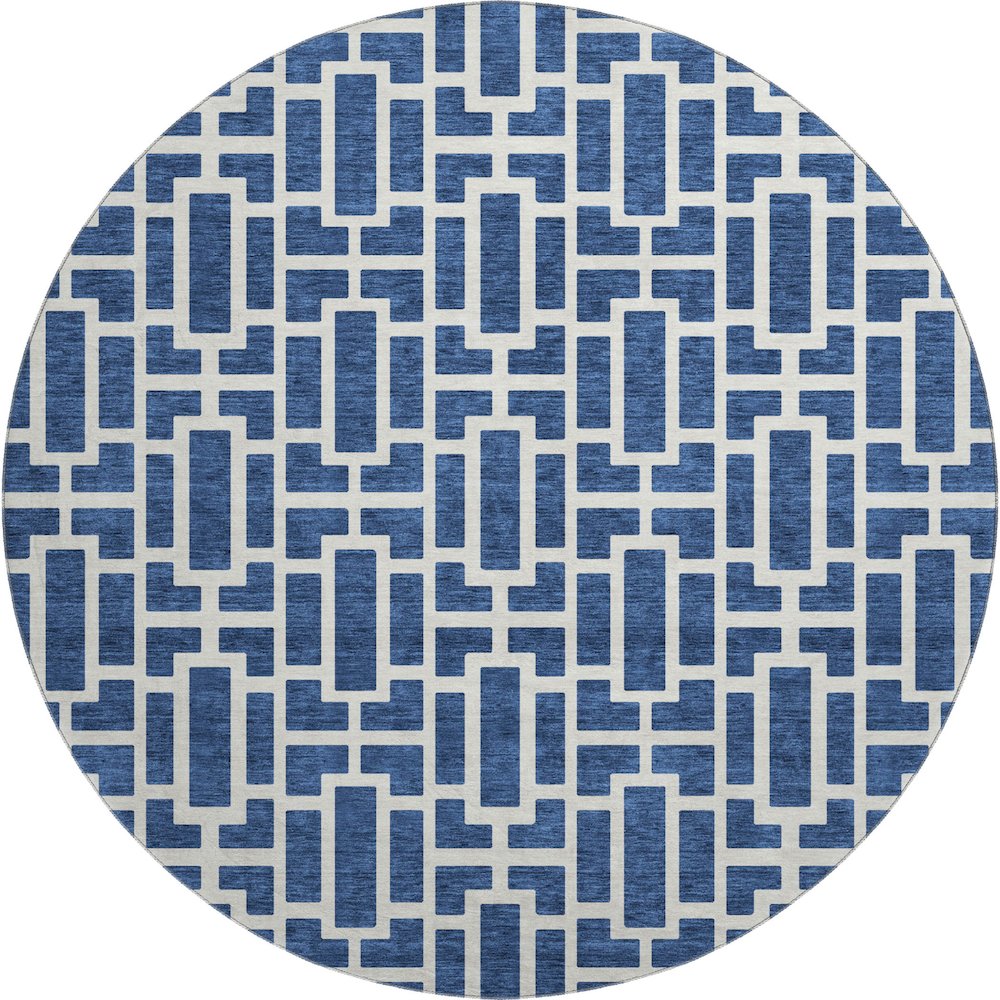 Premium Machine Washable Mayfield AMF916 Navy 8' x 8' Round Rug. Picture 1