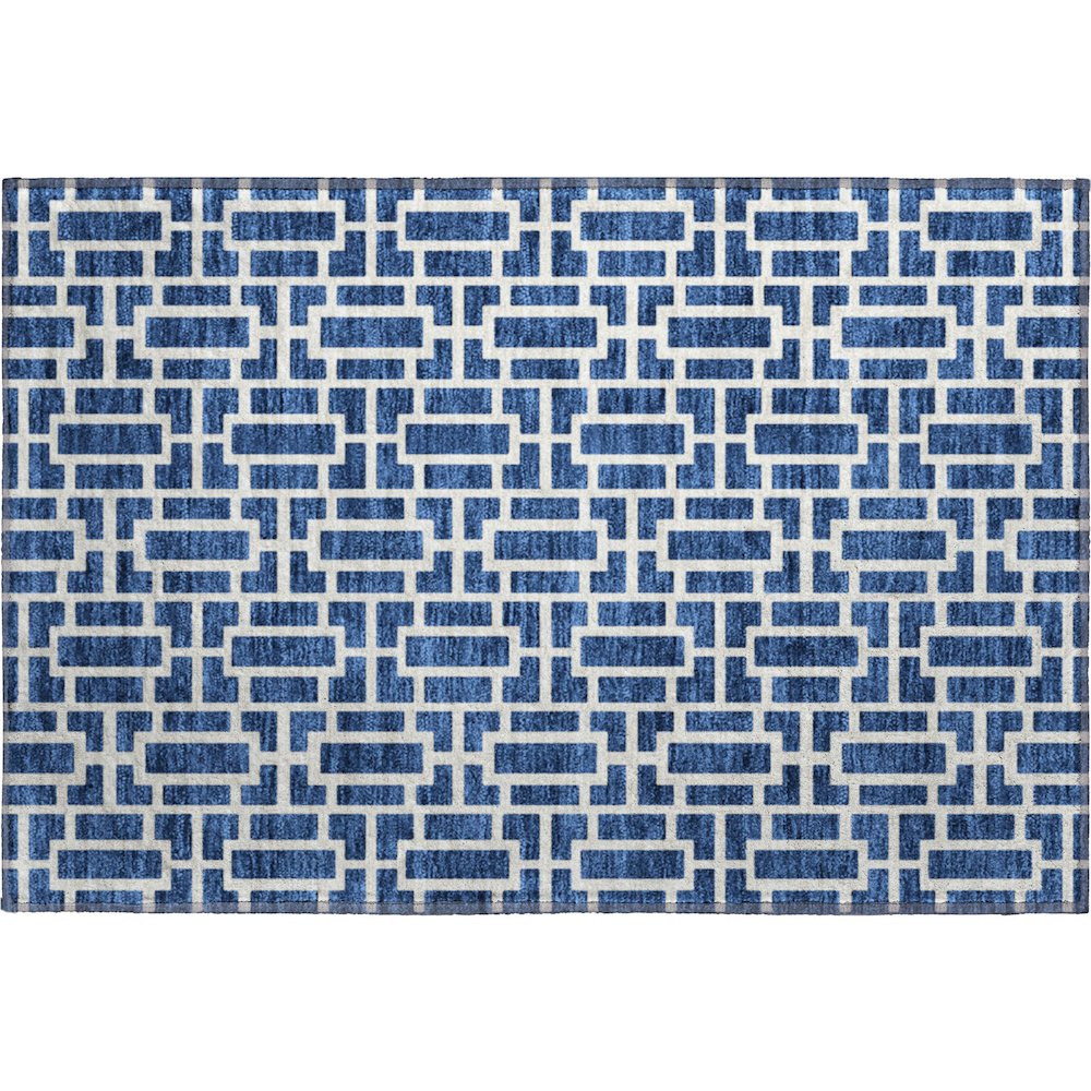 Premium Machine Washable Mayfield AMF916 Navy 1'8" x 2'6" Rug. Picture 1