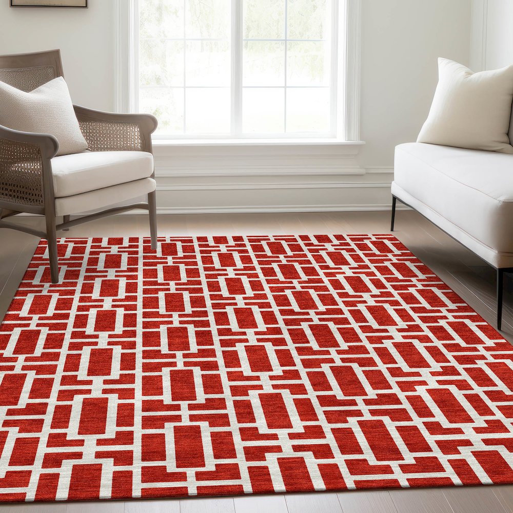 Premium Machine Washable Mayfield AMF916 Red 2'6" x 3'10" Rug. Picture 6