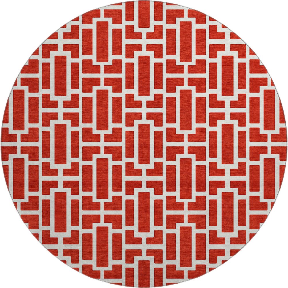 Premium Machine Washable Mayfield AMF916 Red 8' x 8' Round Rug. Picture 1