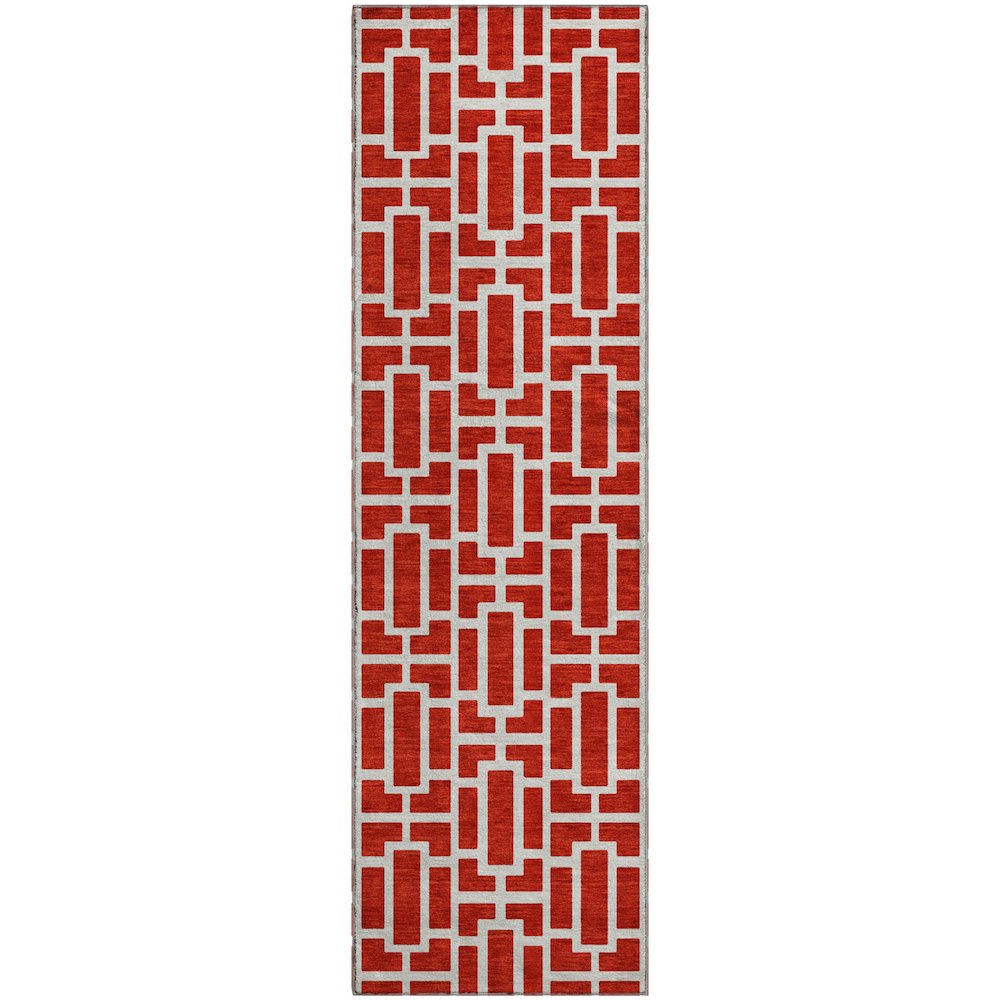 Premium Machine Washable Mayfield AMF916 Red 2'3" x 7'6" Runner Rug. Picture 1