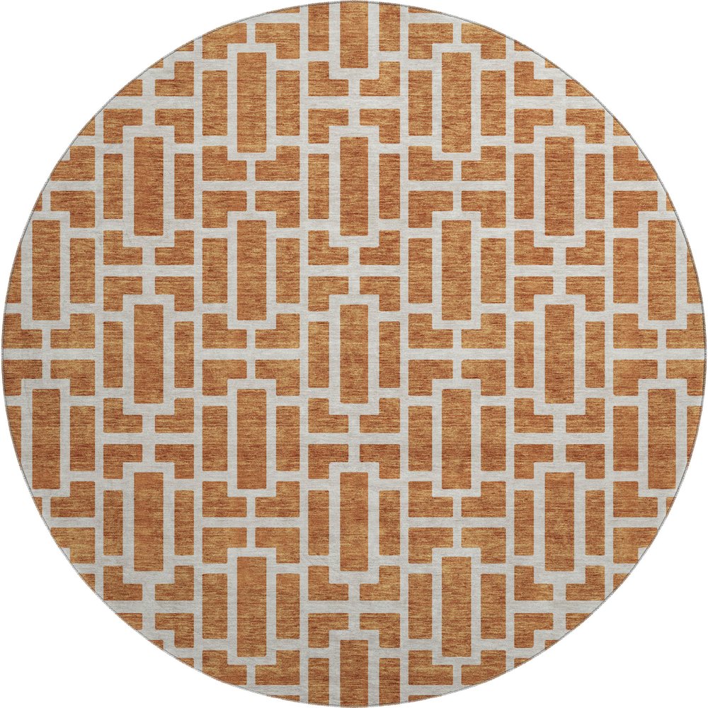 Premium Machine Washable Mayfield AMF916 Terracotta 8' x 8' Round Rug. Picture 1