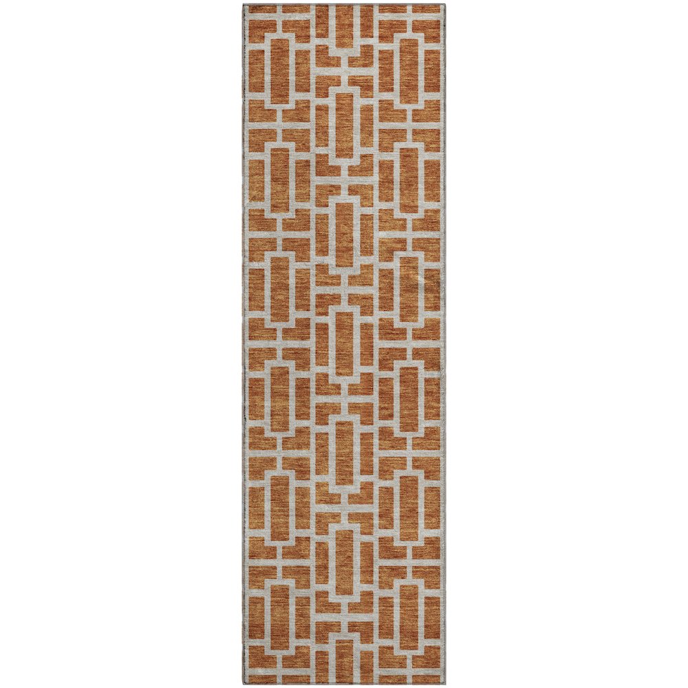 Premium Machine Washable Mayfield AMF916 Terracotta 2'3" x 7'6" Runner Rug. Picture 1
