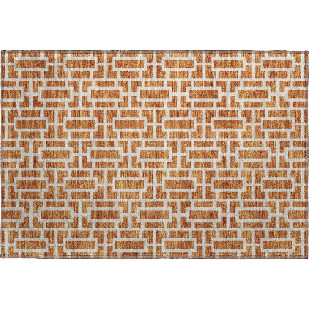 Premium Machine Washable Mayfield AMF916 Terracotta 1'8" x 2'6" Rug. Picture 1