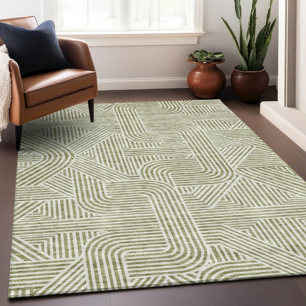 Premium Machine Washable Mayfield AMF917 Aloe 2'6" x 3'10" Rug. Picture 5