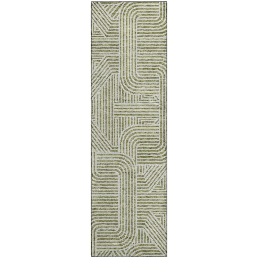 Premium Machine Washable Mayfield AMF917 Aloe 2'3" x 7'6" Runner Rug. Picture 1