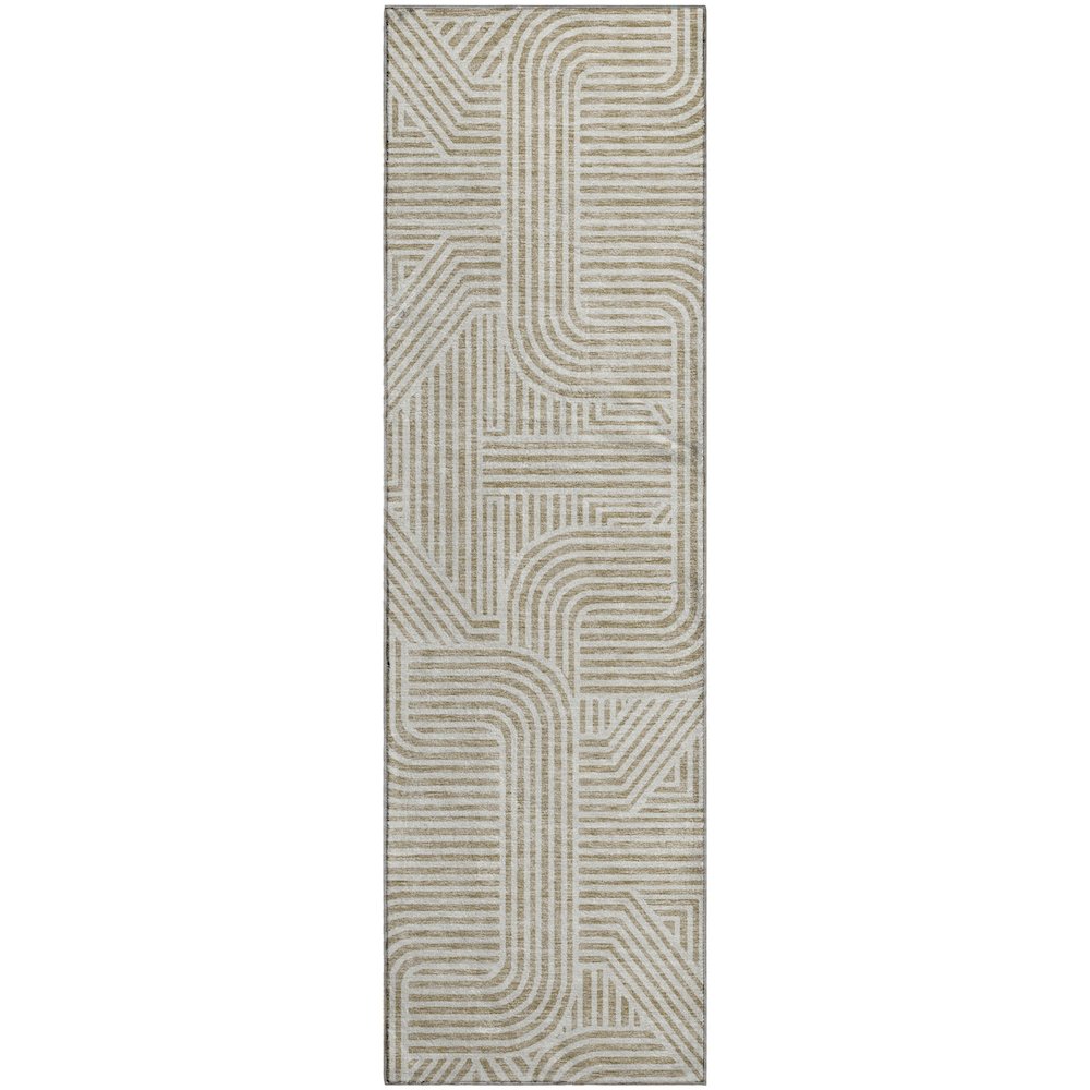 Premium Machine Washable Mayfield AMF917 Beige 2'3" x 7'6" Runner Rug. Picture 1