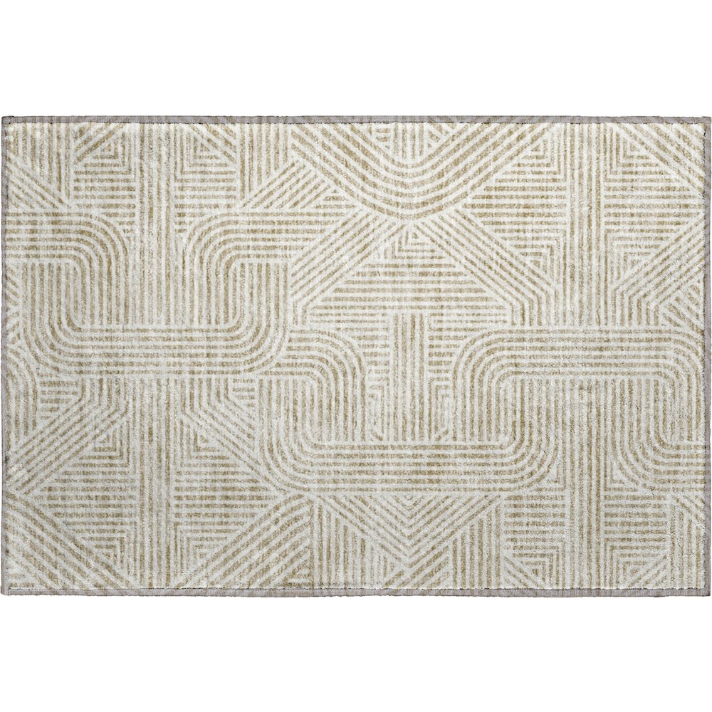 Premium Machine Washable Mayfield AMF917 Beige 1'8" x 2'6" Rug. Picture 1