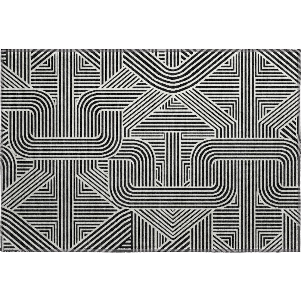 Premium Machine Washable Mayfield AMF917 Black 1'8" x 2'6" Rug. Picture 1