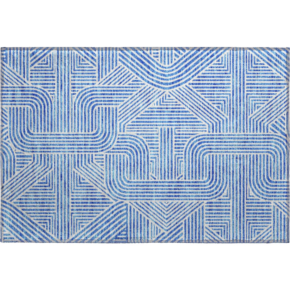 Premium Machine Washable Mayfield AMF917 Blue 1'8" x 2'6" Rug. Picture 1