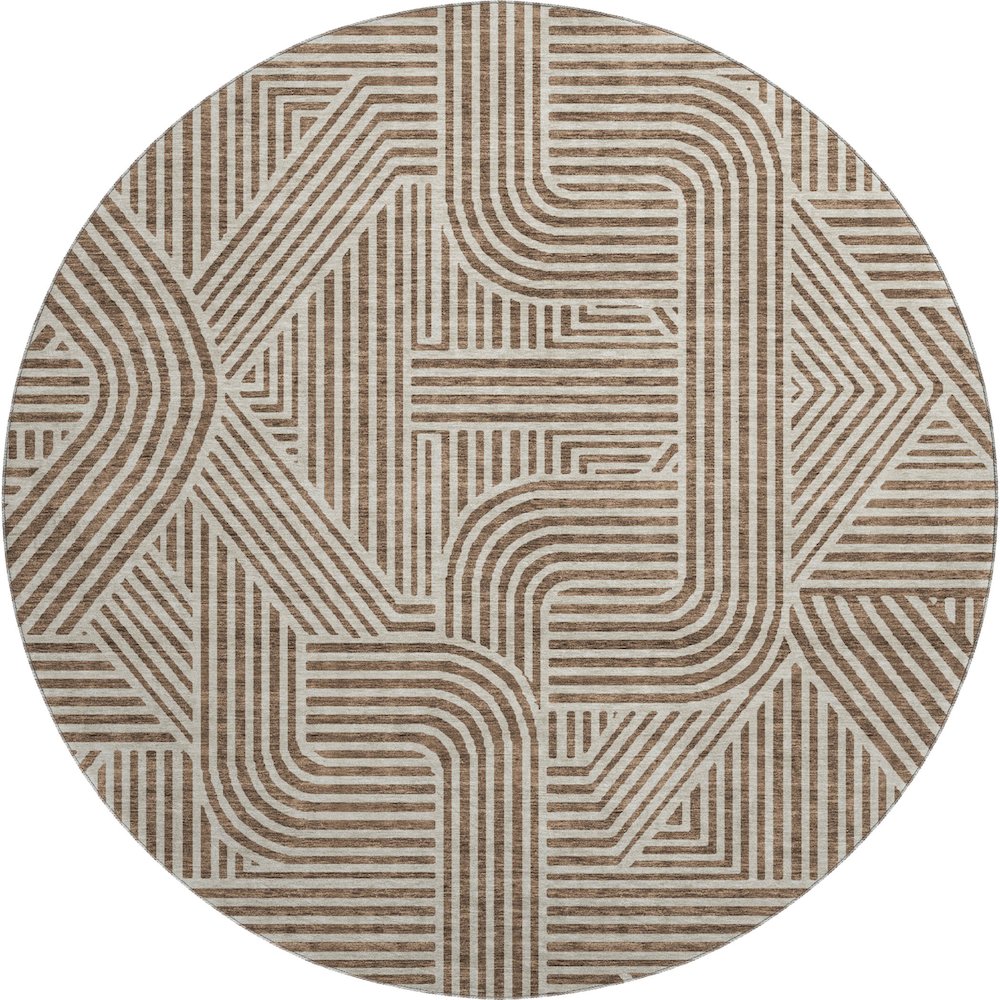 Premium Machine Washable Mayfield AMF917 Brown 8' x 8' Round Rug. Picture 1