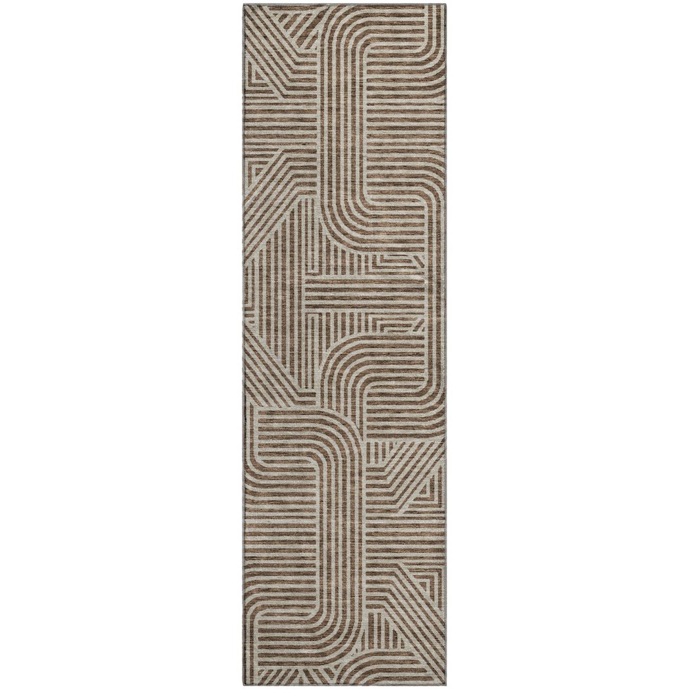 Premium Machine Washable Mayfield AMF917 Brown 2'3" x 7'6" Runner Rug. Picture 1