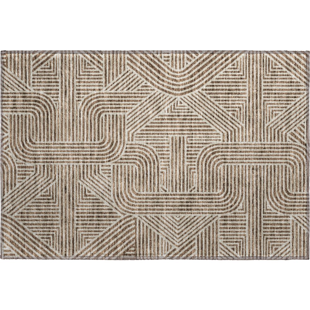 Premium Machine Washable Mayfield AMF917 Brown 1'8" x 2'6" Rug. Picture 1