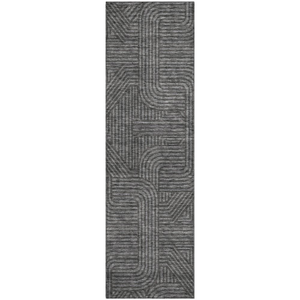 Premium Machine Washable Mayfield AMF917 Charcoal 2'3" x 7'6" Runner Rug. Picture 1