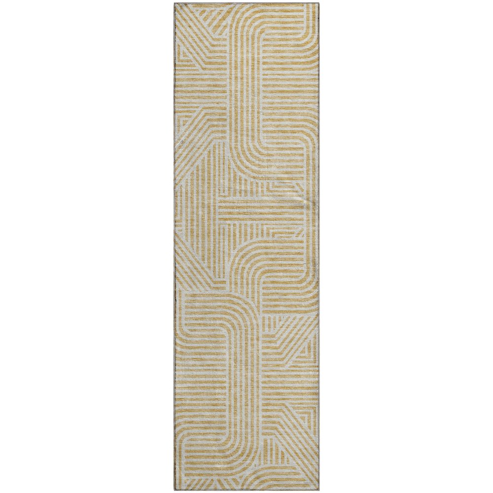 Premium Machine Washable Mayfield AMF917 Gold 2'3" x 7'6" Runner Rug. Picture 1