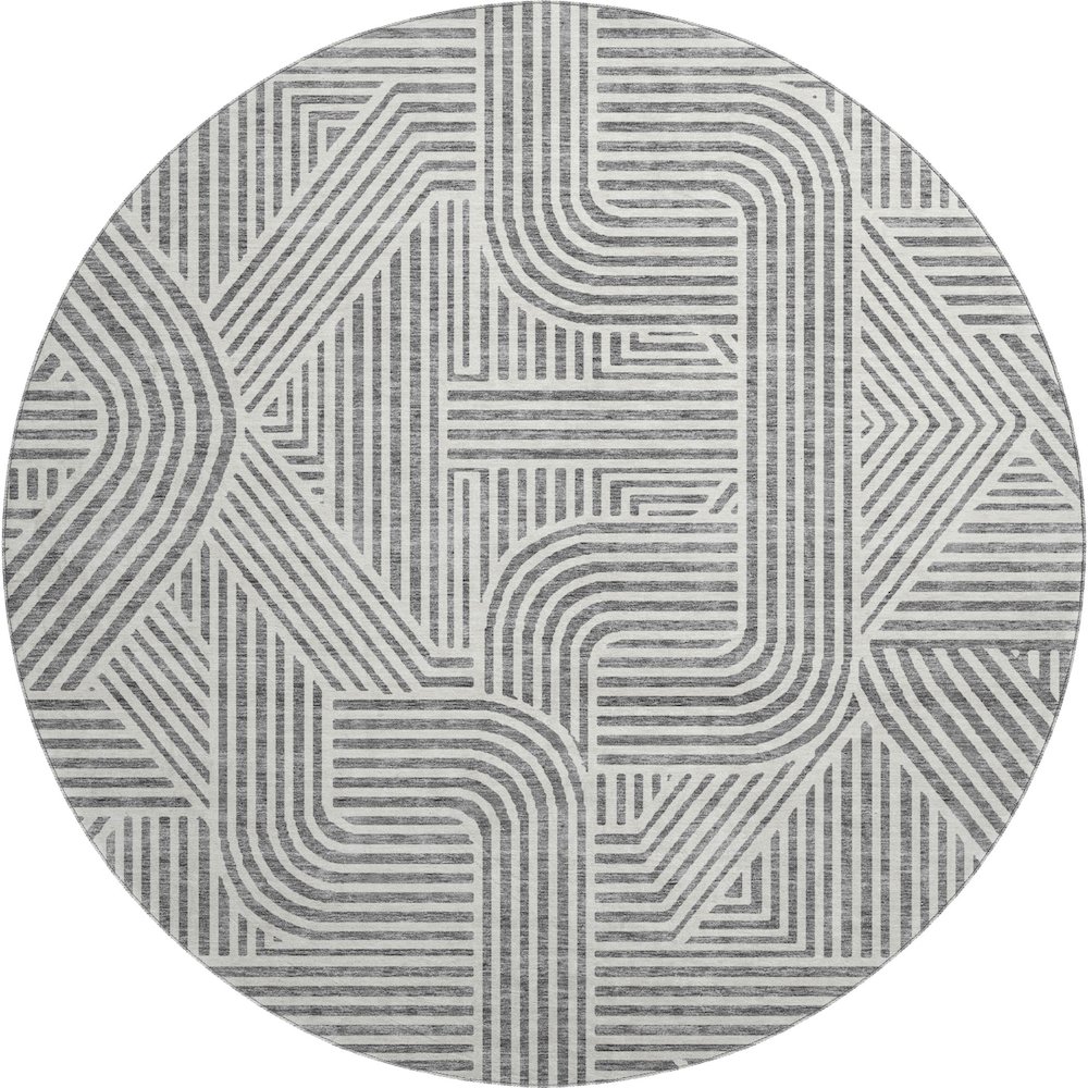Premium Machine Washable Mayfield AMF917 Gray 8' x 8' Round Rug. Picture 1