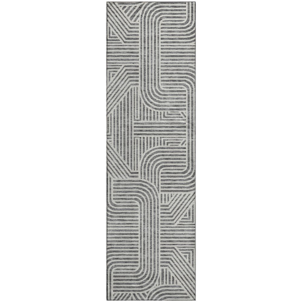 Premium Machine Washable Mayfield AMF917 Gray 2'3" x 7'6" Runner Rug. Picture 1