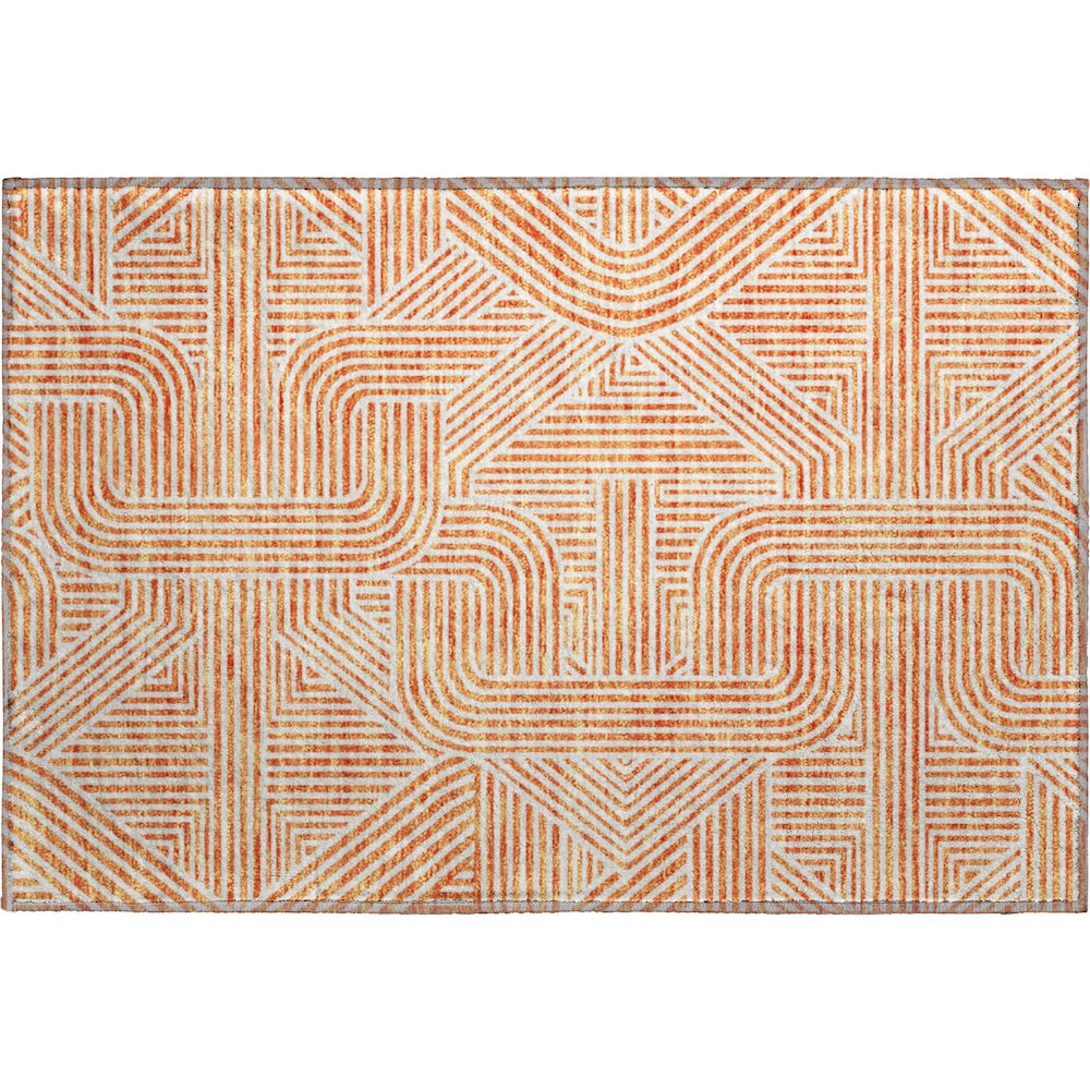 Premium Machine Washable Mayfield AMF917 Orange 1'8" x 2'6" Rug. Picture 1