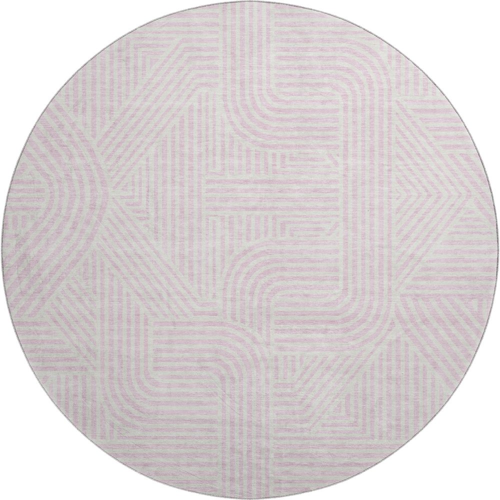 Premium Machine Washable Mayfield AMF917 Pink 8' x 8' Round Rug. Picture 1