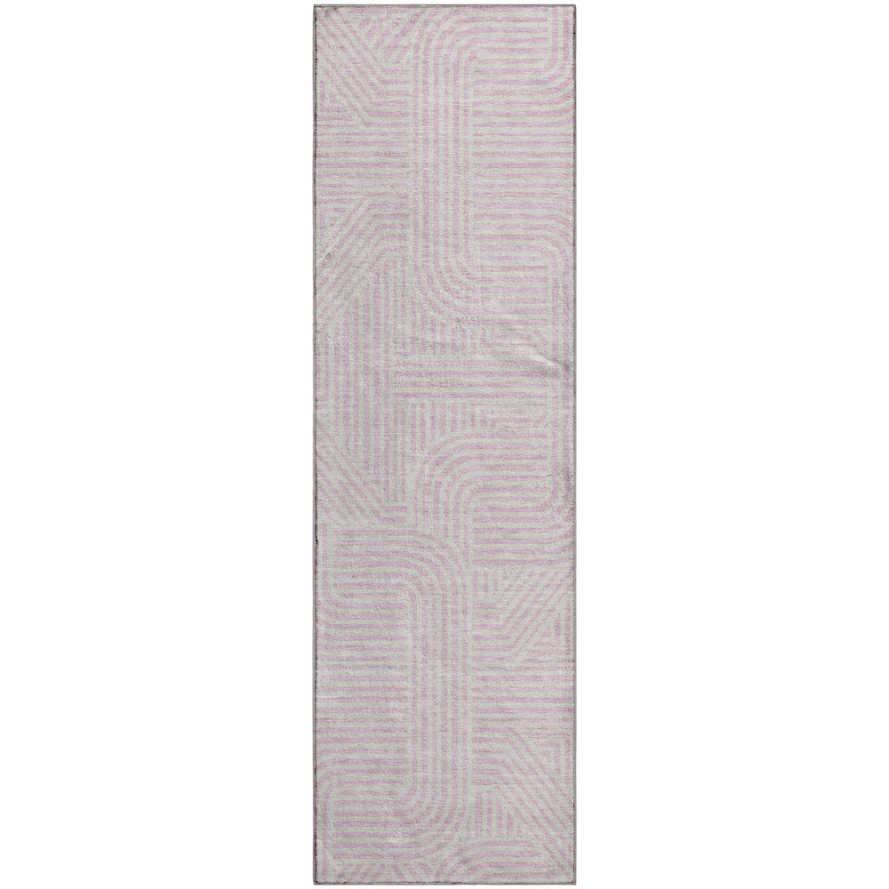 Premium Machine Washable Mayfield AMF917 Pink 2'3" x 7'6" Runner Rug. Picture 1