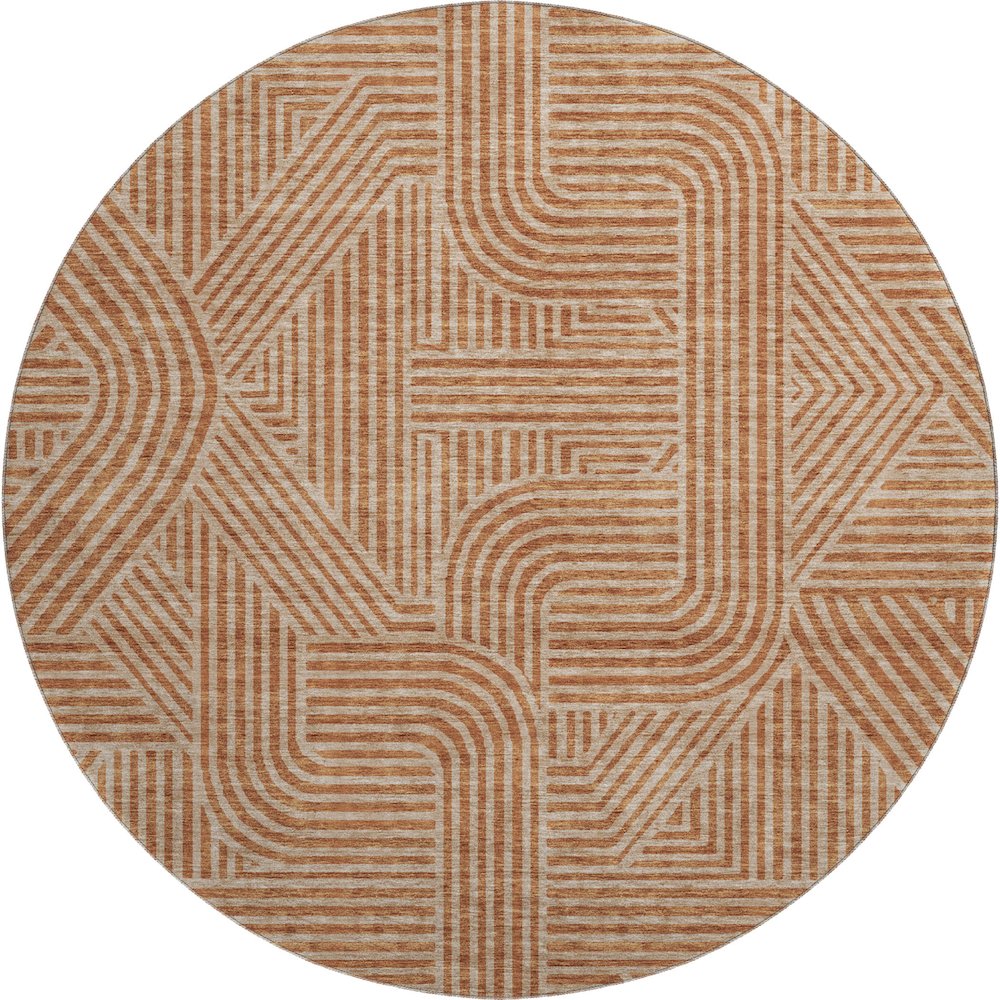 Premium Machine Washable Mayfield AMF917 Terracotta 8' x 8' Round Rug. Picture 1
